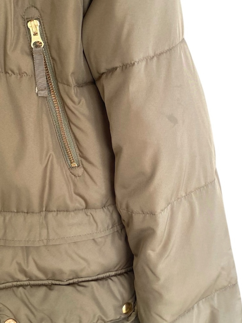 J.CREW Chateau Puffer Jacket Parka Hood Zip Pockets Olive Green Women Size M - Picture 10 of 11